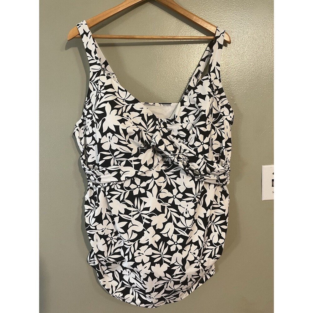 Lands End Womens White Floral Boho Underwired Build In Bra Tankini 24W